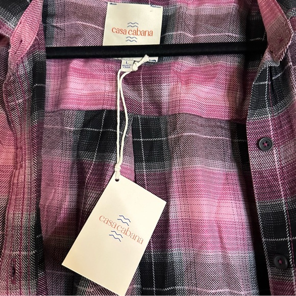 NWT Casa Cabana Pink & Black Button-up - Large - Picture 7 of 10